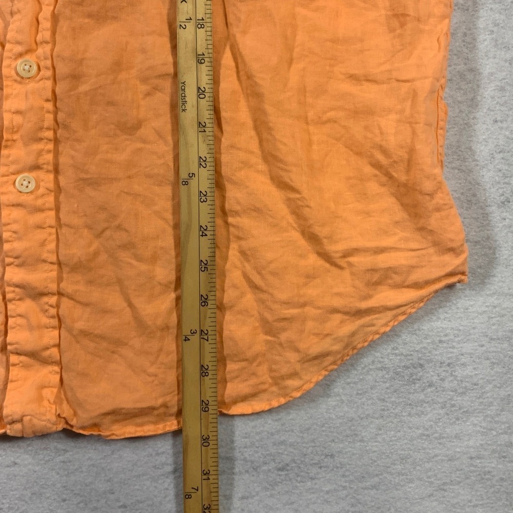 Polo Ralph Lauren Shirt Mens XXL Orange 100% Linen Button Up Long Sleeve Pockets - Picture 7 of 10